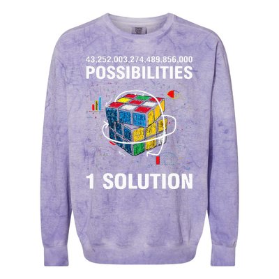 Funny Speed Cubing One Solution Math Lovers Colorblast Crewneck Sweatshirt