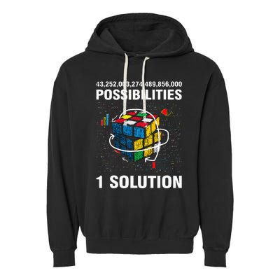 Funny Speed Cubing One Solution Math Lovers Garment-Dyed Fleece Hoodie