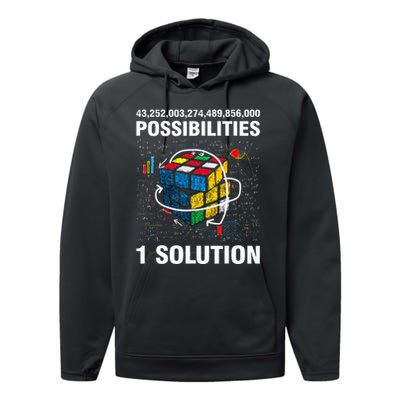 Funny Speed Cubing One Solution Math Lovers Performance Fleece Hoodie