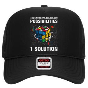 Funny Speed Cubing One Solution Math Lovers High Crown Mesh Back Trucker Hat