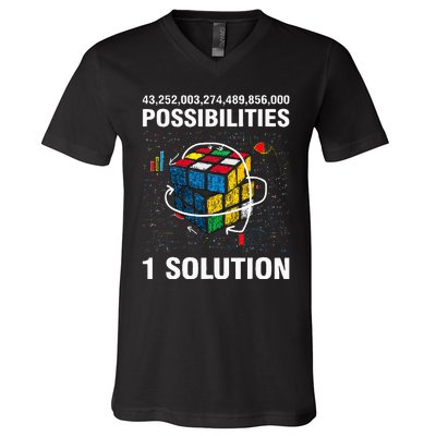 Funny Speed Cubing One Solution Math Lovers V-Neck T-Shirt