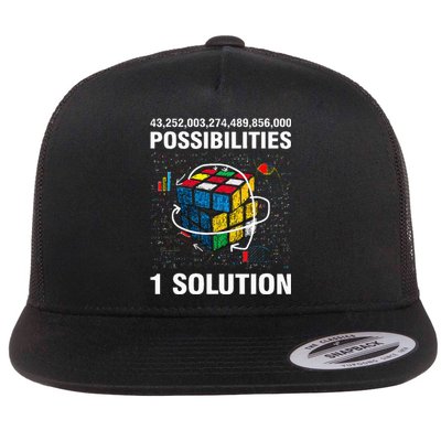 Funny Speed Cubing One Solution Math Lovers Flat Bill Trucker Hat