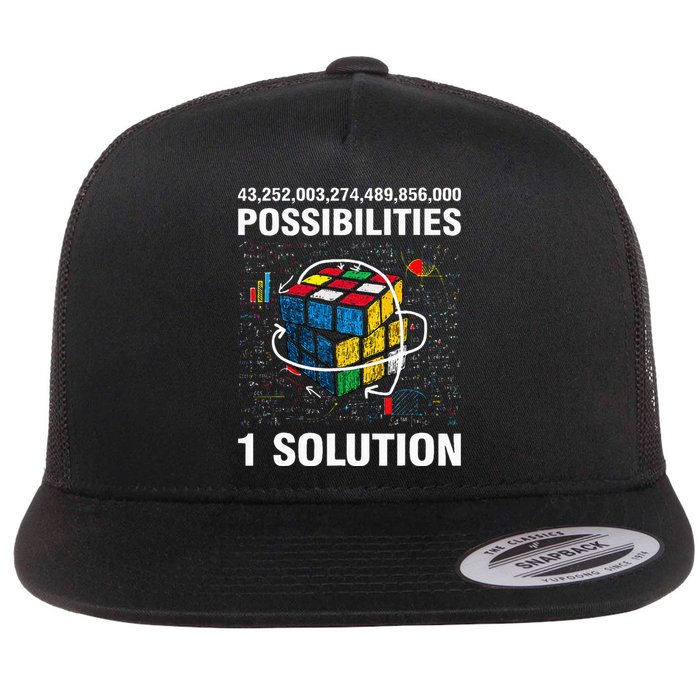 Funny Speed Cubing One Solution Math Lovers Flat Bill Trucker Hat