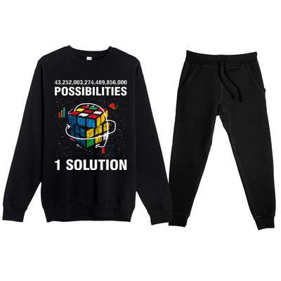 Funny Speed Cubing One Solution Math Lovers Premium Crewneck Sweatsuit Set