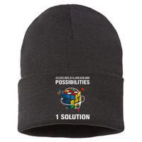 Funny Speed Cubing One Solution Math Lovers Sustainable Knit Beanie