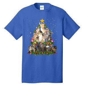 Funny Santa Cats Kitten Christmas Tree Cat Mom Xmas Gift Tall T-Shirt