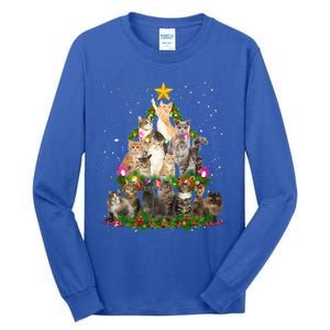 Funny Santa Cats Kitten Christmas Tree Cat Mom Xmas Gift Tall Long Sleeve T-Shirt