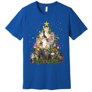 Funny Santa Cats Kitten Christmas Tree Cat Mom Xmas Gift Premium T-Shirt