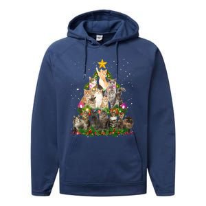 Funny Santa Cats Kitten Christmas Tree Cat Mom Xmas Gift Performance Fleece Hoodie