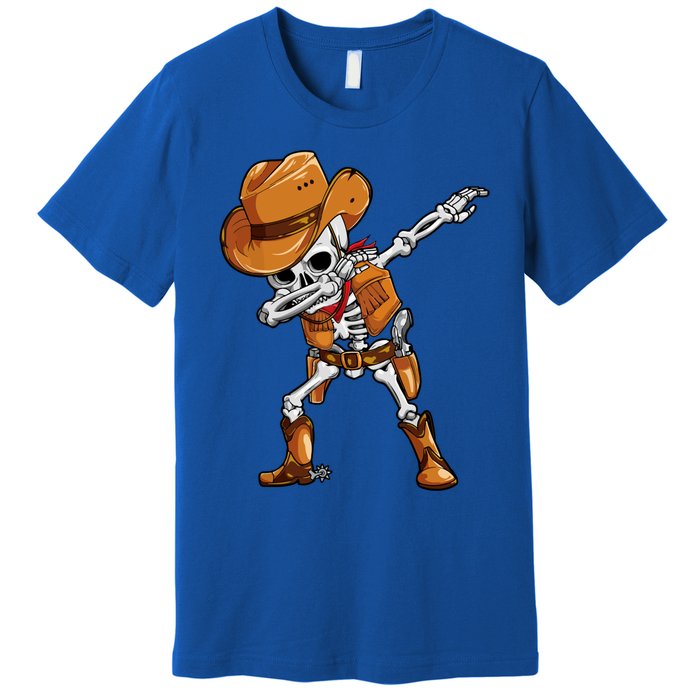 Funny Skeleton Cow Dabbing Halloween Costume Cool Gift Premium T-Shirt