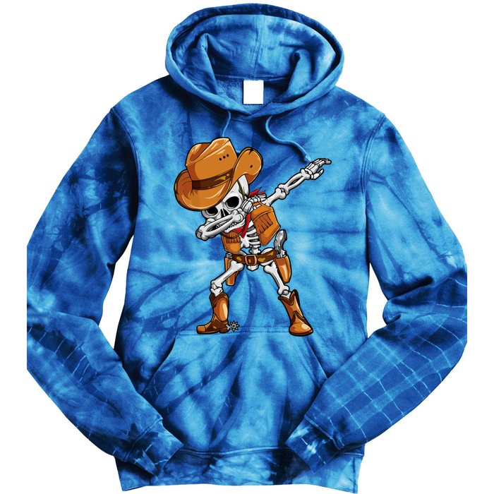 Funny Skeleton Cow Dabbing Halloween Costume Cool Gift Tie Dye Hoodie