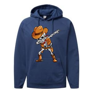 Funny Skeleton Cow Dabbing Halloween Costume Cool Gift Performance Fleece Hoodie