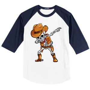 Funny Skeleton Cow Dabbing Halloween Costume Cool Gift Baseball Sleeve Shirt