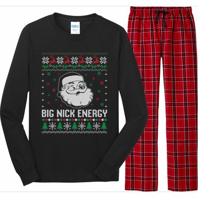 Funny Santa Claus Big Nick Energy Ugly Christmas Cute Gift Long Sleeve Pajama Set