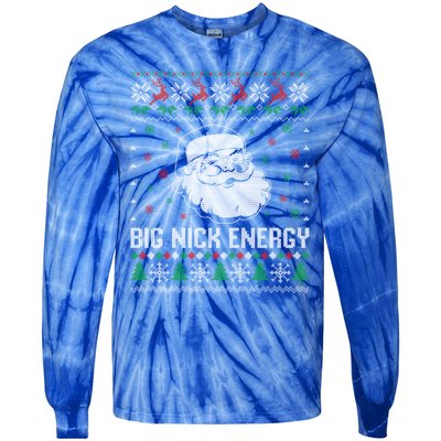 Funny Santa Claus Big Nick Energy Ugly Christmas Cute Gift Tie-Dye Long Sleeve Shirt