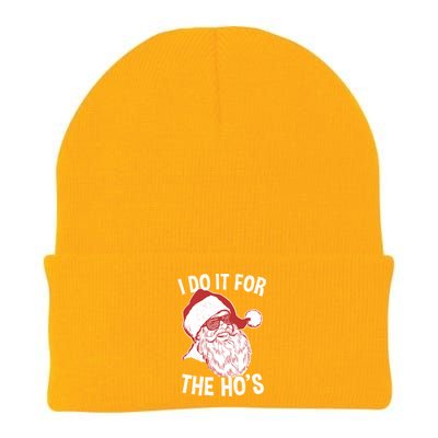 Funny Santa Cool Gift Vintage Retro Santa I Do It For The HoS Gift Knit Cap Winter Beanie