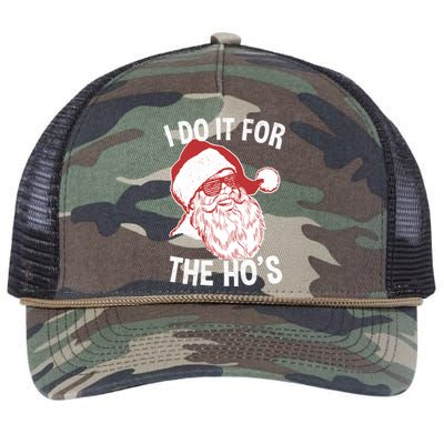 Funny Santa Cool Gift Vintage Retro Santa I Do It For The HoS Gift Retro Rope Trucker Hat Cap