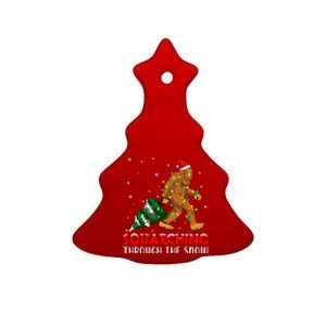 Funny Sasquatch Christmas Squatching Bigfoot Xmas Tree Light Ceramic Tree Ornament