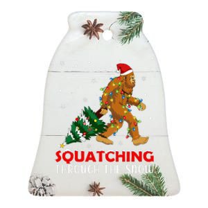 Funny Sasquatch Christmas Squatching Bigfoot Xmas Tree Light Ceramic Bell Ornament