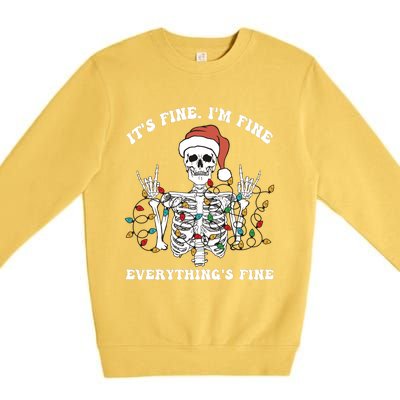 Funny Skeleton Christmas Lights I'm Fine Everything Is Fine Premium Crewneck Sweatshirt