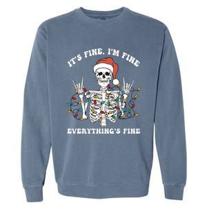 Funny Skeleton Christmas Lights I'm Fine Everything Is Fine Garment-Dyed Sweatshirt