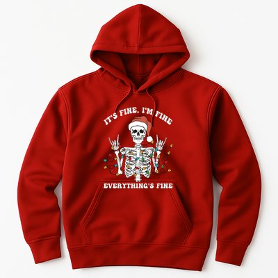 Funny Skeleton Christmas Lights I'm Fine Everything Is Fine Hoodie