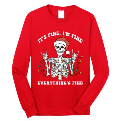 Funny Skeleton Christmas Lights I'm Fine Everything Is Fine Long Sleeve Shirt