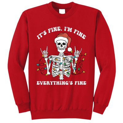 Funny Skeleton Christmas Lights I'm Fine Everything Is Fine Sweatshirt