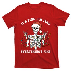 Funny Skeleton Christmas Lights I'm Fine Everything Is Fine T-Shirt