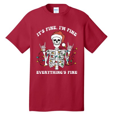 Funny Skeleton Christmas Lights I'm Fine Everything Is Fine Tall T-Shirt