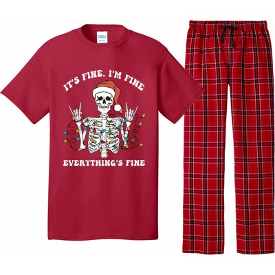 Funny Skeleton Christmas Lights I'm Fine Everything Is Fine Pajama Set