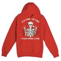 Funny Skeleton Christmas Lights I'm Fine Everything Is Fine Premium Pullover Hoodie