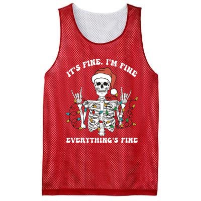 Funny Skeleton Christmas Lights I'm Fine Everything Is Fine Mesh Reversible Basketball Jersey Tank