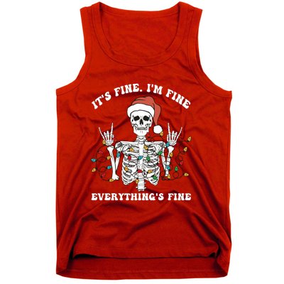 Funny Skeleton Christmas Lights I'm Fine Everything Is Fine Tank Top