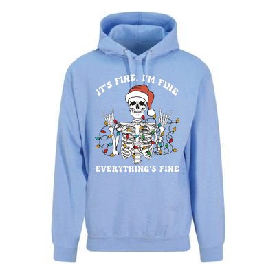 Funny Skeleton Christmas Lights I'm Fine Everything Is Fine Unisex Surf Hoodie