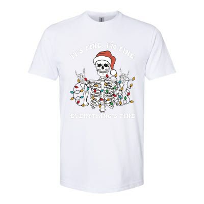 Funny Skeleton Christmas Lights I'm Fine Everything Is Fine Softstyle CVC T-Shirt