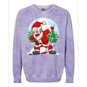 Funny Santa Claus Dabbing Ice Hockey Players Merry Christmas Gift Colorblast Crewneck Sweatshirt