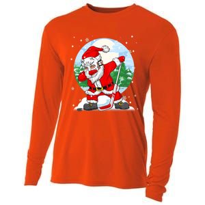 Funny Santa Claus Dabbing Ice Hockey Players Merry Christmas Gift Cooling Performance Long Sleeve Crew