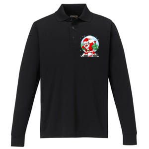 Funny Santa Claus Dabbing Ice Hockey Players Merry Christmas Gift Performance Long Sleeve Polo