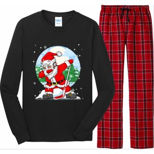 Funny Santa Claus Dabbing Ice Hockey Players Merry Christmas Gift Long Sleeve Pajama Set