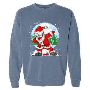 Funny Santa Claus Dabbing Ice Hockey Players Merry Christmas Gift Garment-Dyed Sweatshirt