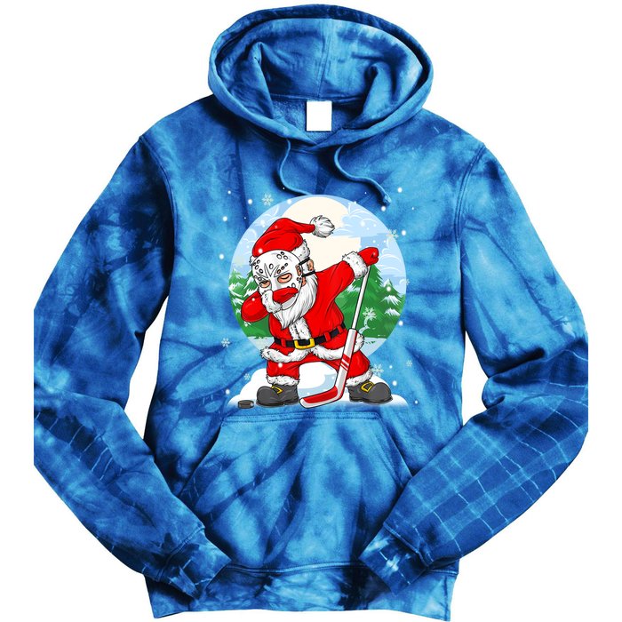 Funny Santa Claus Dabbing Ice Hockey Players Merry Christmas Gift Tie Dye Hoodie