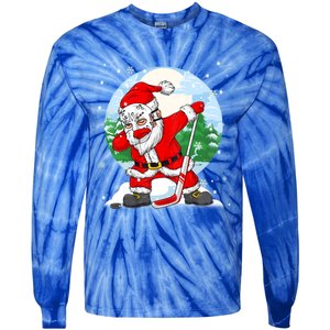 Funny Santa Claus Dabbing Ice Hockey Players Merry Christmas Gift Tie-Dye Long Sleeve Shirt