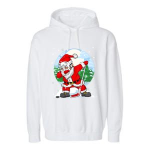 Funny Santa Claus Dabbing Ice Hockey Players Merry Christmas Gift Garment-Dyed Fleece Hoodie