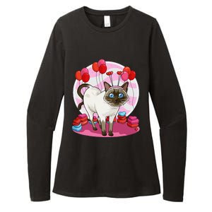 Funny Siamese Cat Heart Valentine Day Gift Womens CVC Long Sleeve Shirt