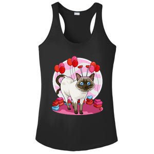 Funny Siamese Cat Heart Valentine Day Gift Ladies PosiCharge Competitor Racerback Tank