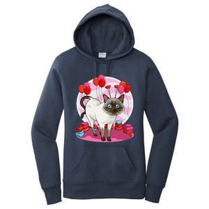 Funny Siamese Cat Heart Valentine Day Gift Women's Pullover Hoodie