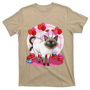 Funny Siamese Cat Heart Valentine Day Gift T-Shirt