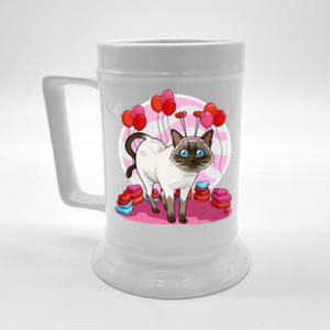 Funny Siamese Cat Heart Valentine Day Gift Beer Stein