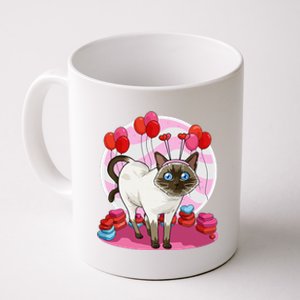 Funny Siamese Cat Heart Valentine Day Gift Coffee Mug